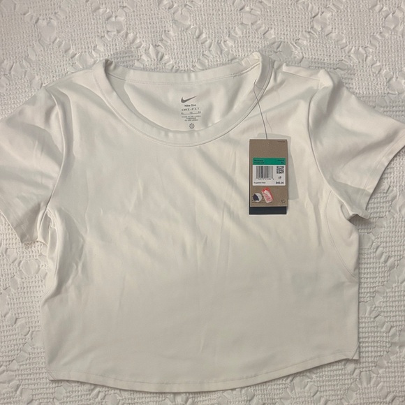 Nike Tops - Nike White Cropped Crewneck Tee NWT